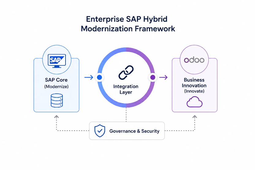 Enterprise SAP Hybrid Modernization Framework Diagram