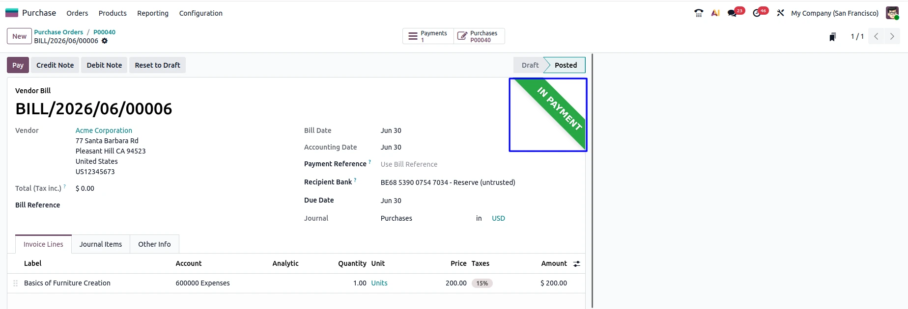 Register Vendor Payment